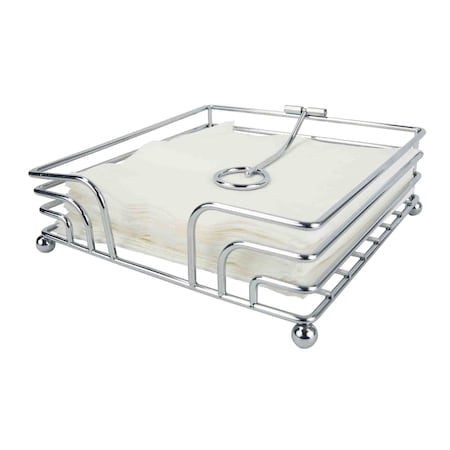Chrome Plated Steel  Flat Napkin Holder With Weighted Pivoted Arm